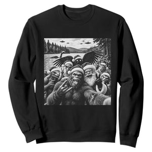 Christmas Cryptid Selfie Sweatshirt Bigfoot Santa Alien Mothman Nessie Holiday