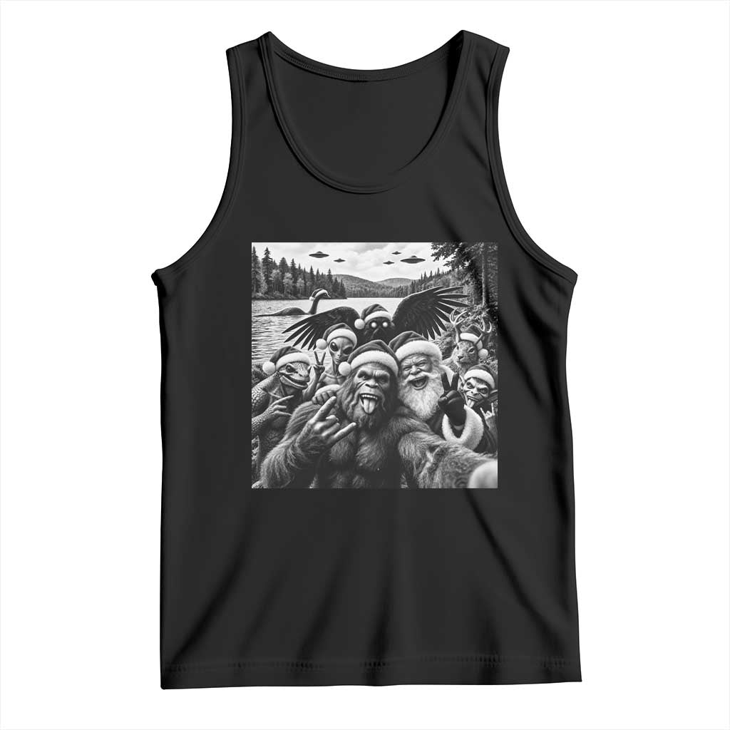 Christmas Cryptid Selfie Tank Top Bigfoot Santa Alien Mothman Nessie Holiday