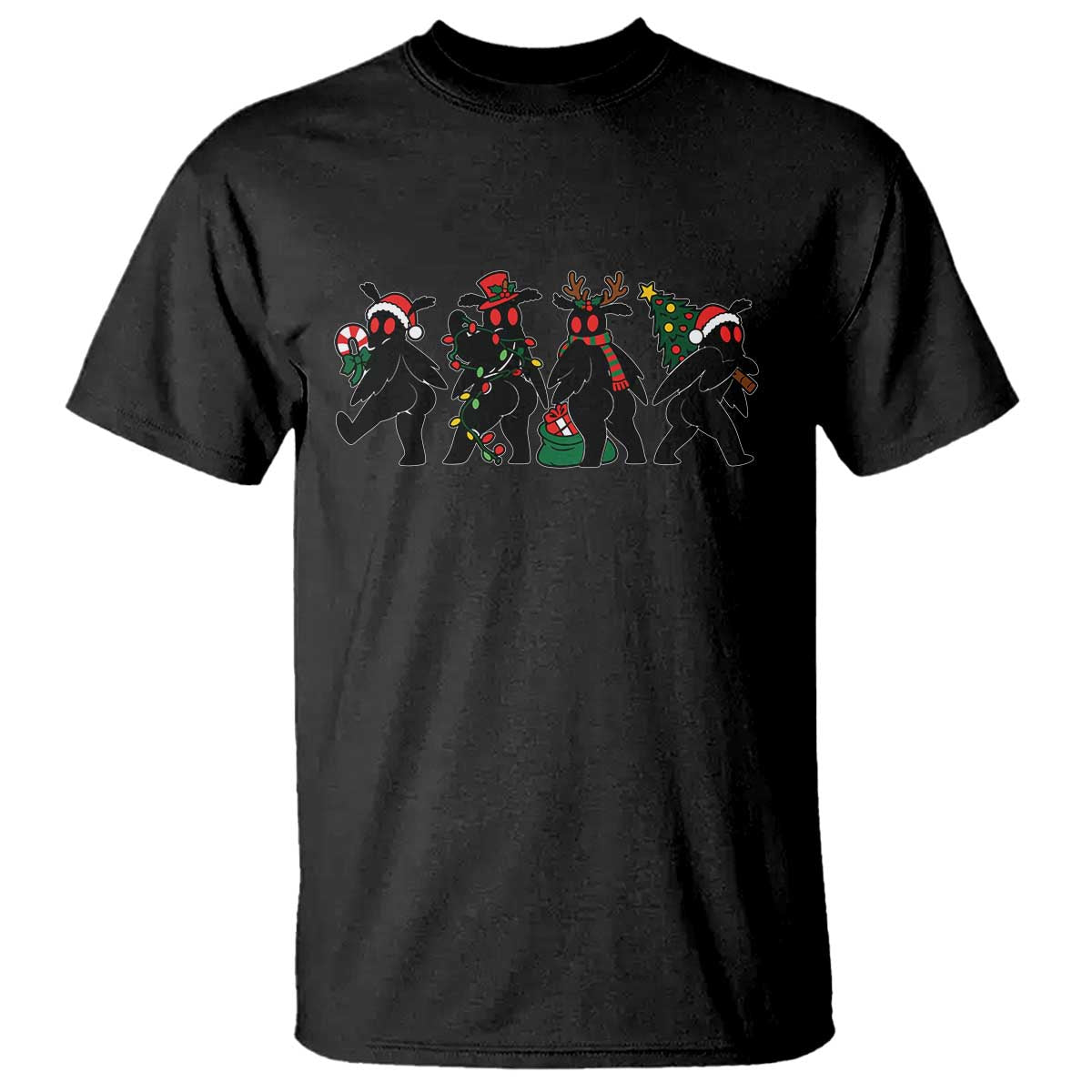 Christmas Mothman T Shirt Funny Thicc Cryptid Playful Folklore Holiday Booty