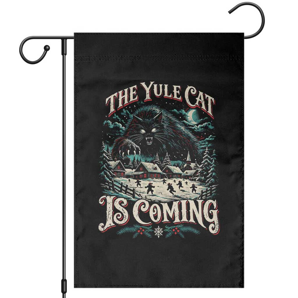 Christmas Horror Yule Cat Is Coming Garden Flag Dark Fantasy Icelandic Legend Vintage Folklore