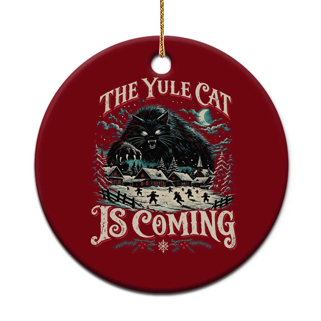 Christmas Horror Yule Cat Is Coming Ceramic Ornament Dark Fantasy Icelandic Legend Vintage Folklore