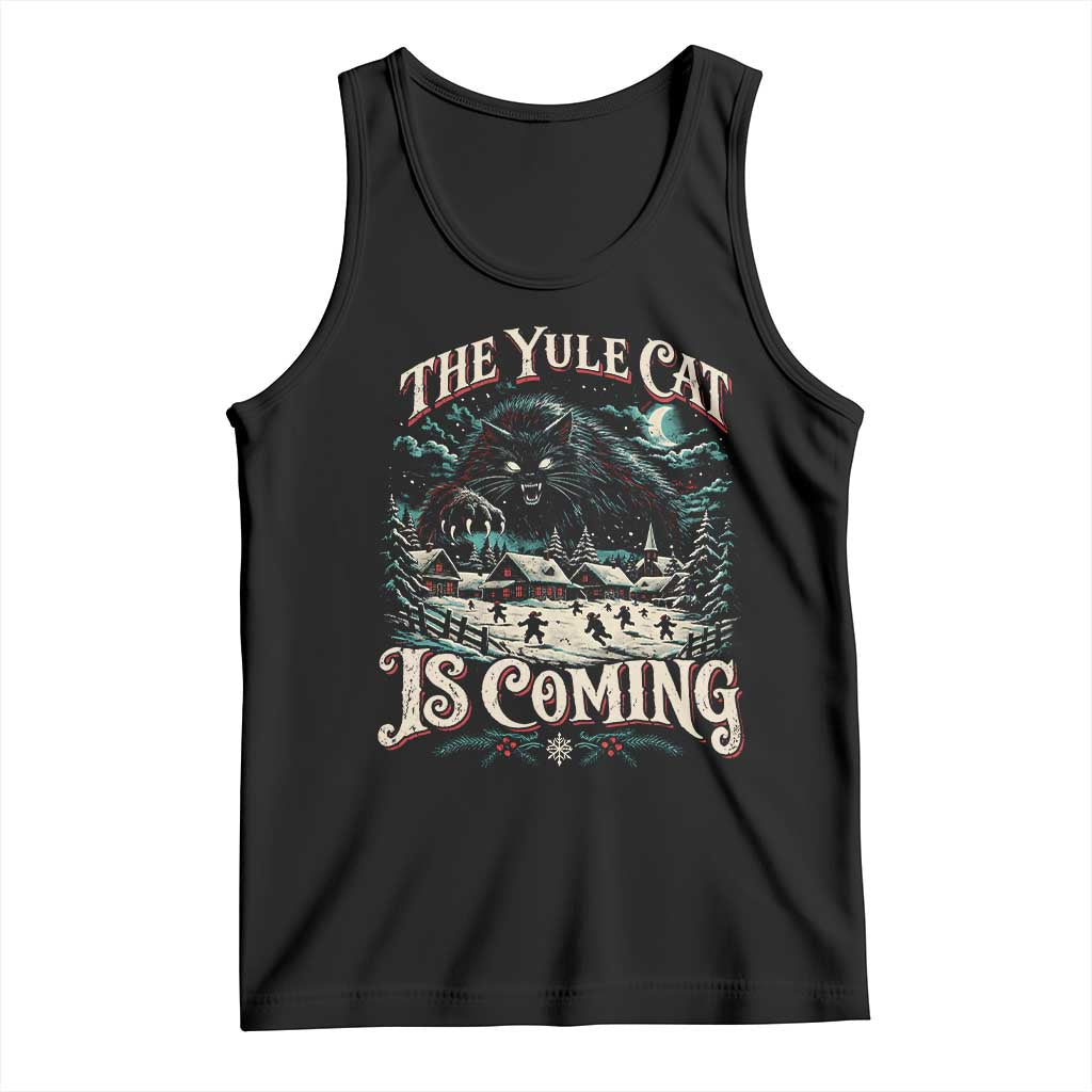 Christmas Horror Yule Cat Is Coming Tank Top Dark Fantasy Icelandic Legend Vintage Folklore