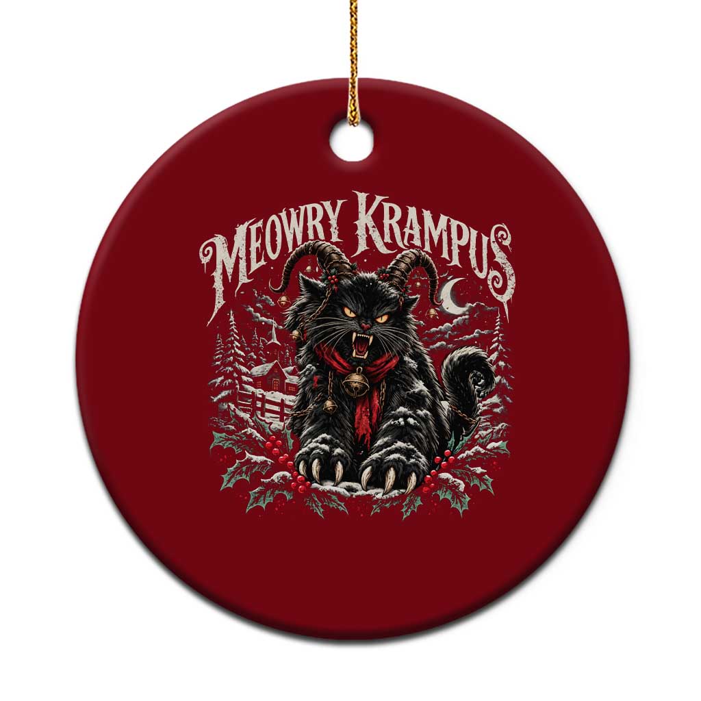 Meowry Krampus Christmas Black Cat Ceramic Ornament Holiday Season Spooky Dark Fantasy Holiday Aesthetic