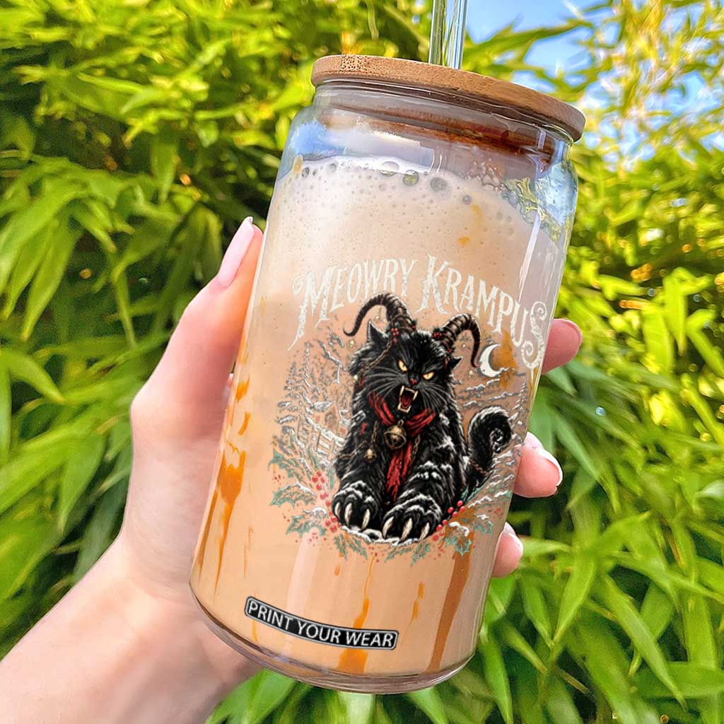 Meowry Krampus Christmas Black Cat Glass Can Holiday Season Spooky Dark Fantasy Holiday Aesthetic