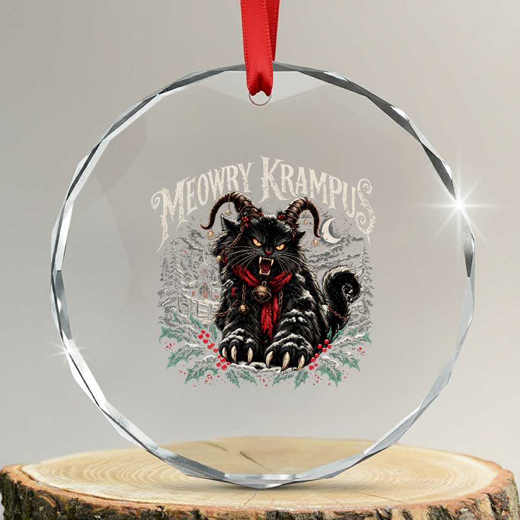Meowry Krampus Christmas Black Cat Crystal Glass Ornament Holiday Season Spooky Dark Fantasy Holiday Aesthetic