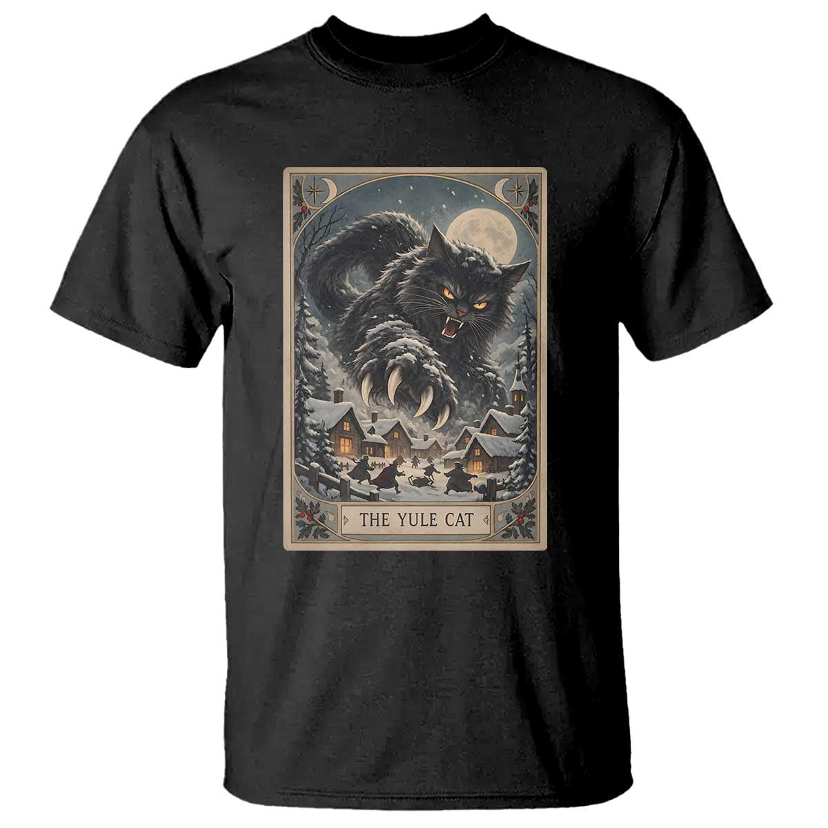 Creepmas Vintage The Yule Cat Tarot Card Dark Christmas T Shirt