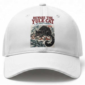 Beware The Yule Cat Christmas Jolakotturinn Baseball Cap Vintage Icelandic Folklore