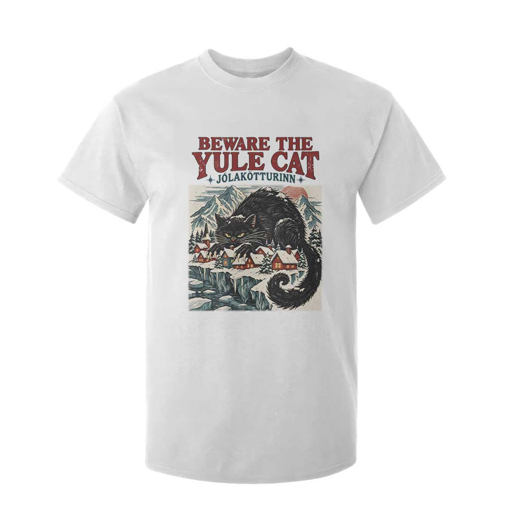 Beware The Yule Cat Christmas Jolakotturinn T Shirt For Kid Vintage Icelandic Folklore