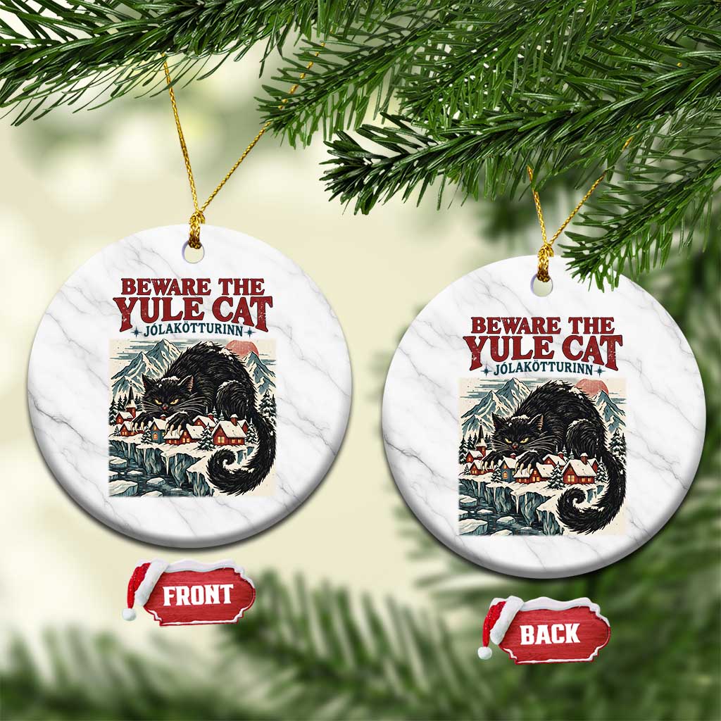 Beware The Yule Cat Christmas Jolakotturinn Ceramic Ornament Vintage Icelandic Folklore