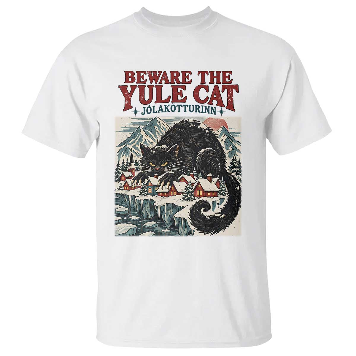 Beware The Yule Cat Christmas Jolakotturinn T Shirt Vintage Icelandic Folklore
