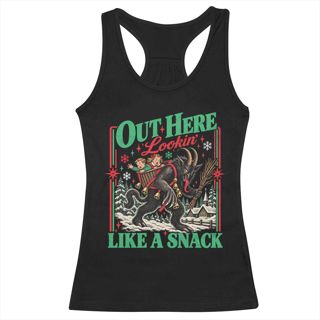 Christmas Krampus Out Here Lookin Like A Snack Racerback Tank Top Vintage Creepy Holiday Humor