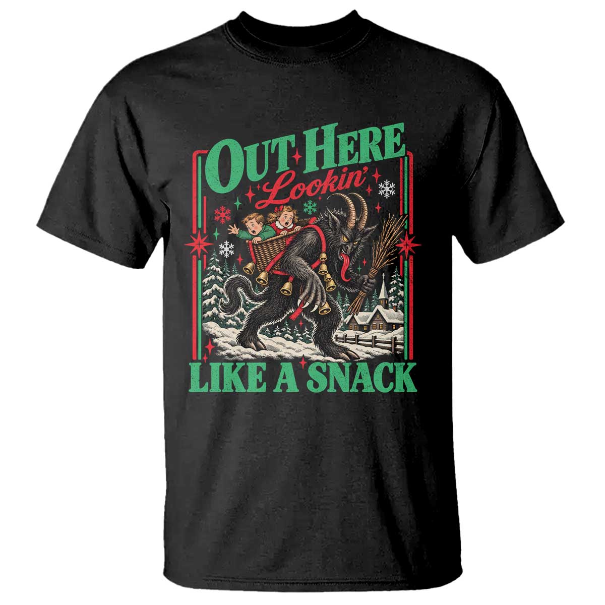 Christmas Krampus Out Here Lookin Like A Snack T Shirt Vintage Creepy Holiday Humor