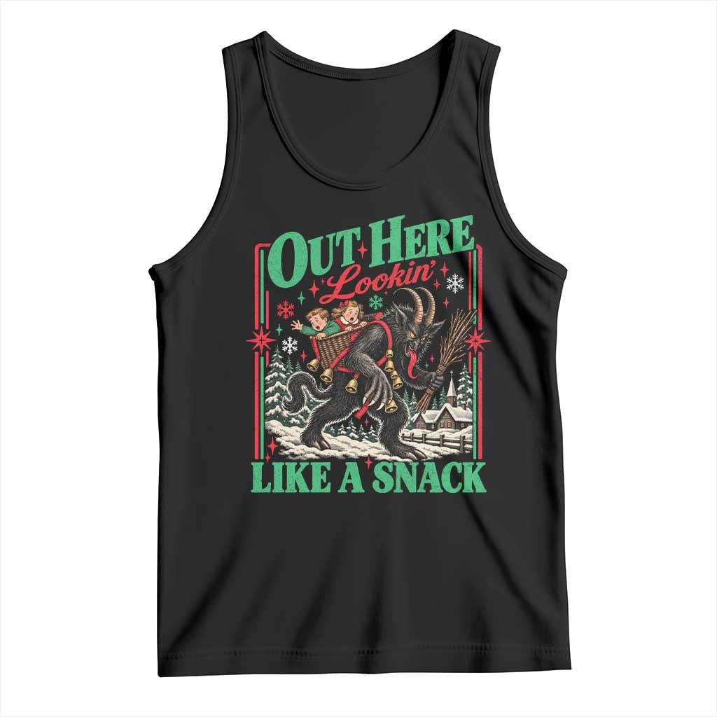 Christmas Krampus Out Here Lookin Like A Snack Tank Top Vintage Creepy Holiday Humor