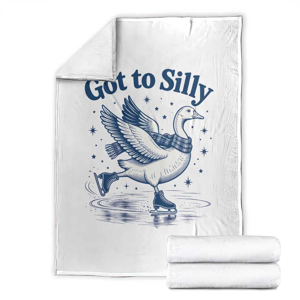 Gotta Be Silly Ice Skating Goose Throw Blanket Vintage Winter Animal Humor