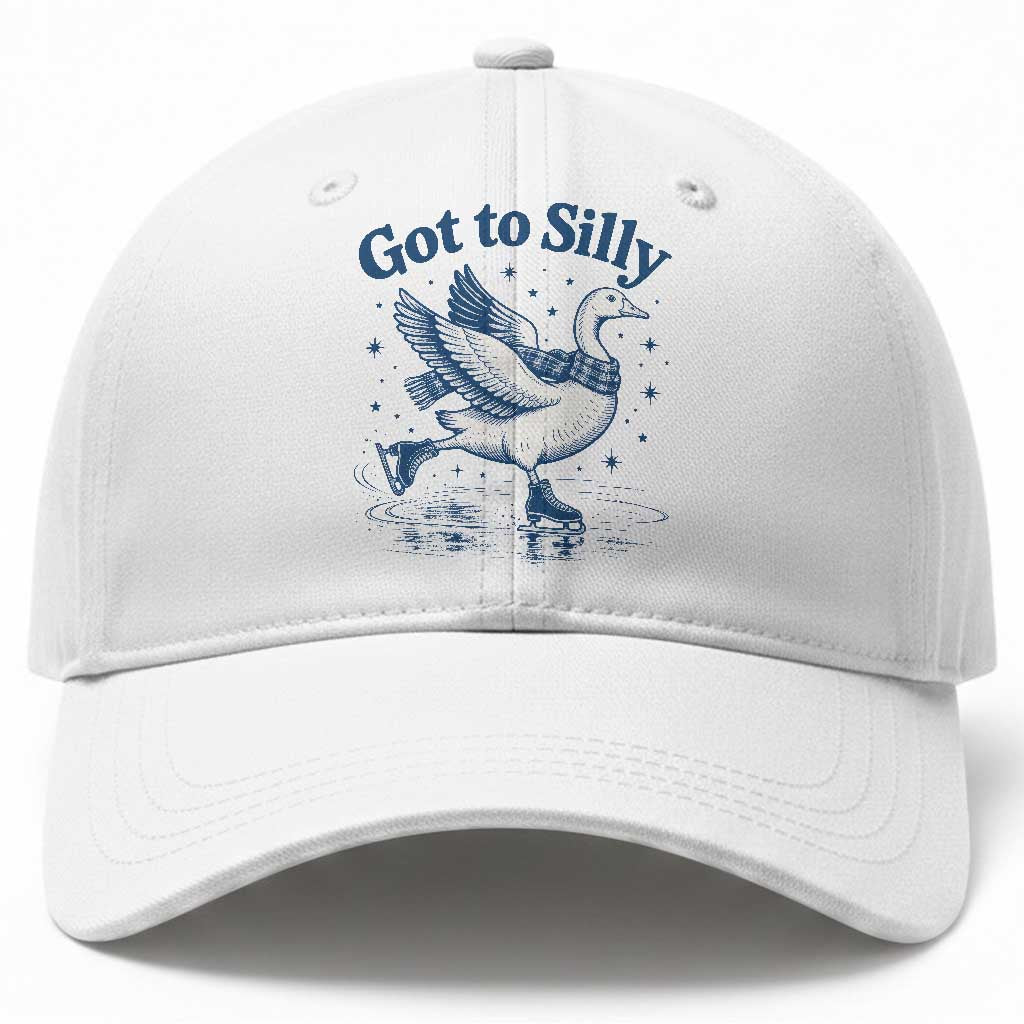Gotta Be Silly Ice Skating Goose Baseball Cap Vintage Winter Animal Humor