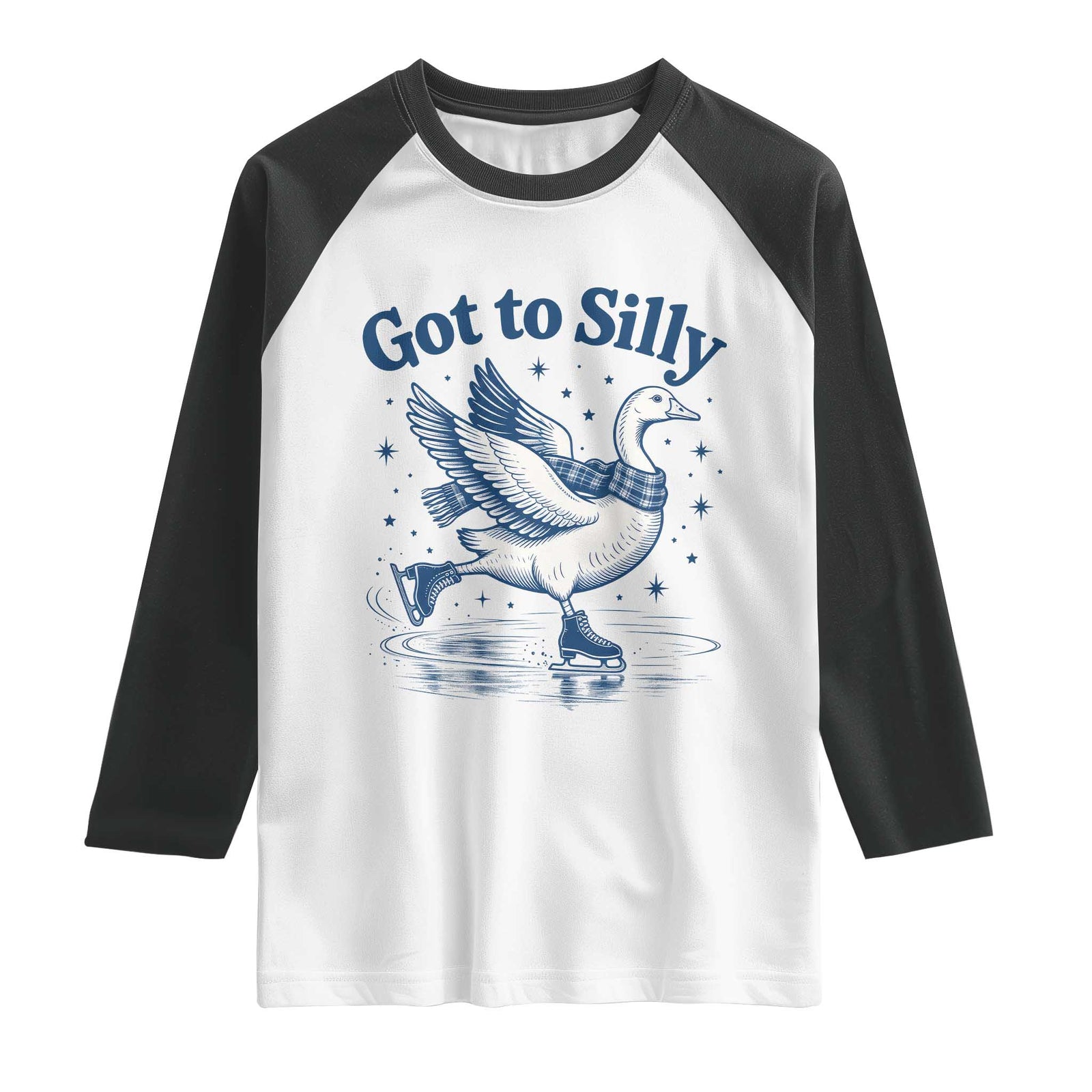 Gotta Be Silly Ice Skating Goose Raglan Shirt Vintage Winter Animal Humor