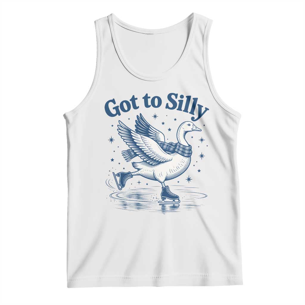 Gotta Be Silly Ice Skating Goose Tank Top Vintage Winter Animal Humor