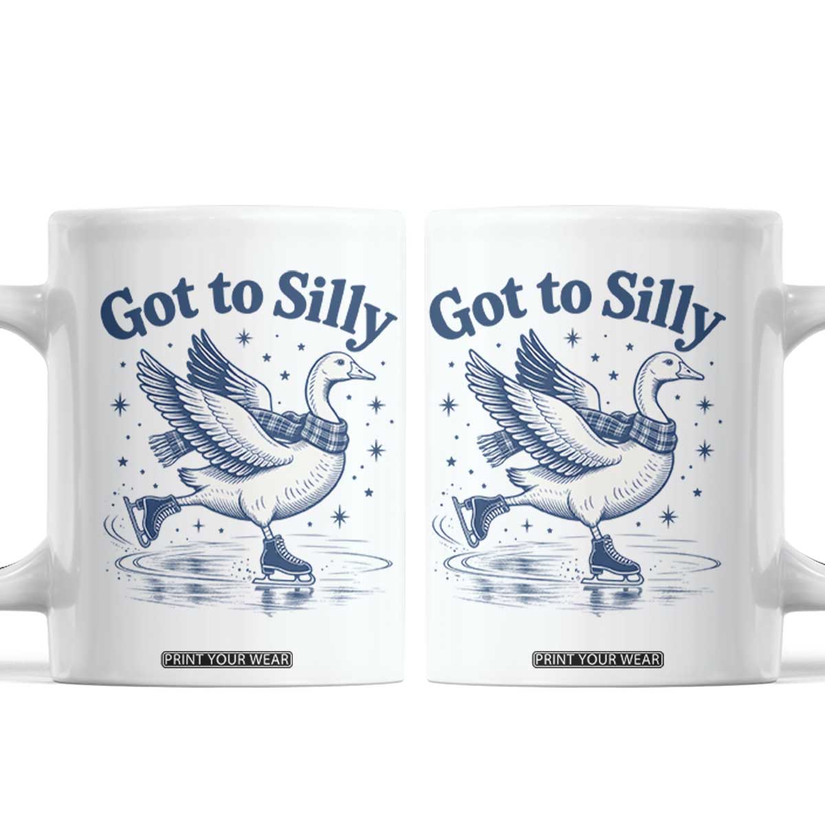 Gotta Be Silly Ice Skating Goose Coffee Mug Vintage Winter Animal Humor