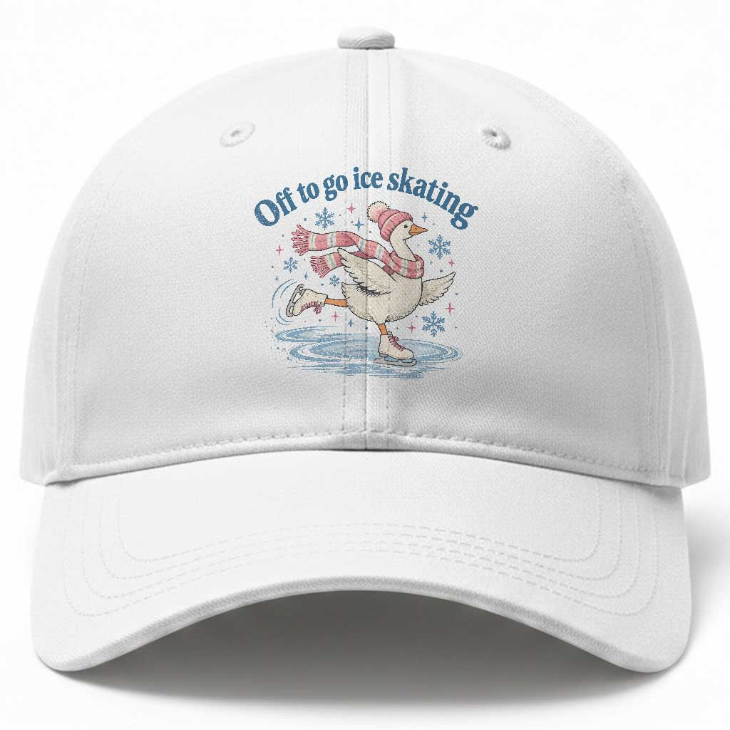 Ice Skater Goose Baseball Cap Off To Go Ice Skating