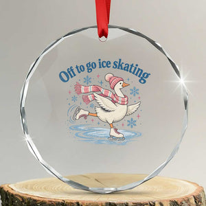 Ice Skater Goose Crystal Glass Ornament Off To Go Ice Skating