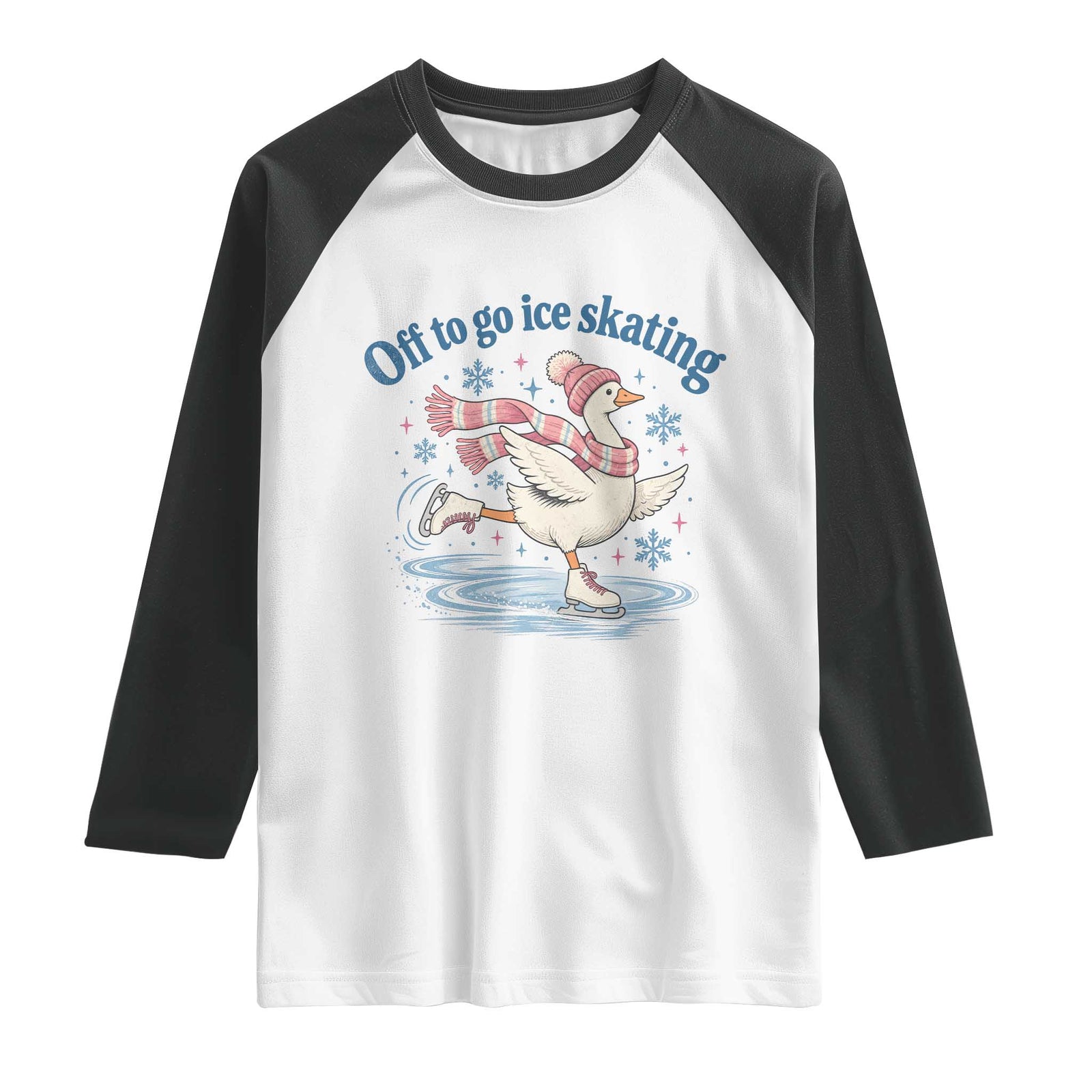Ice Skater Goose Raglan Shirt Off To Go Ice Skating