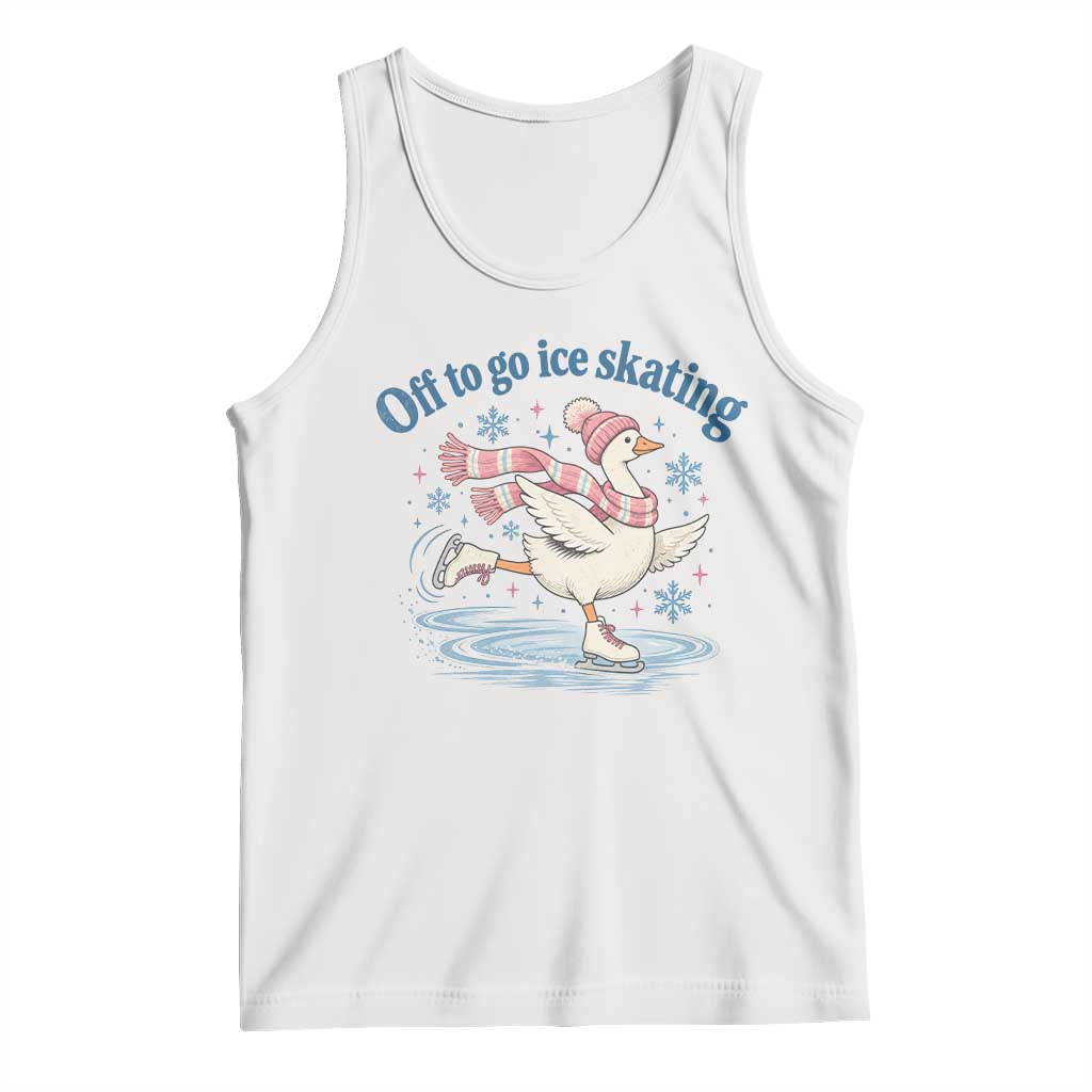 Ice Skater Goose Tank Top Off To Go Ice Skating