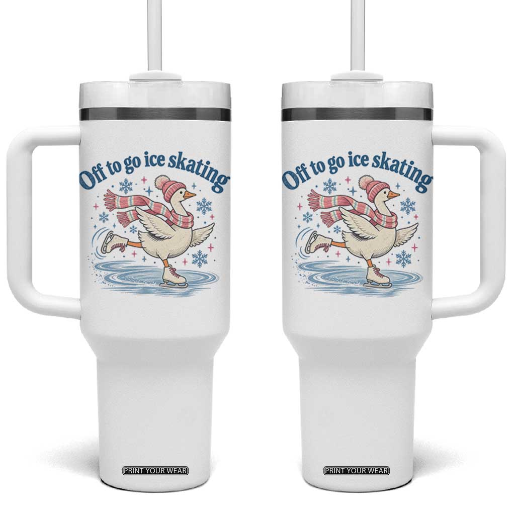 Ice Skater Goose Tumbler With Handle Off To Go Ice Skating