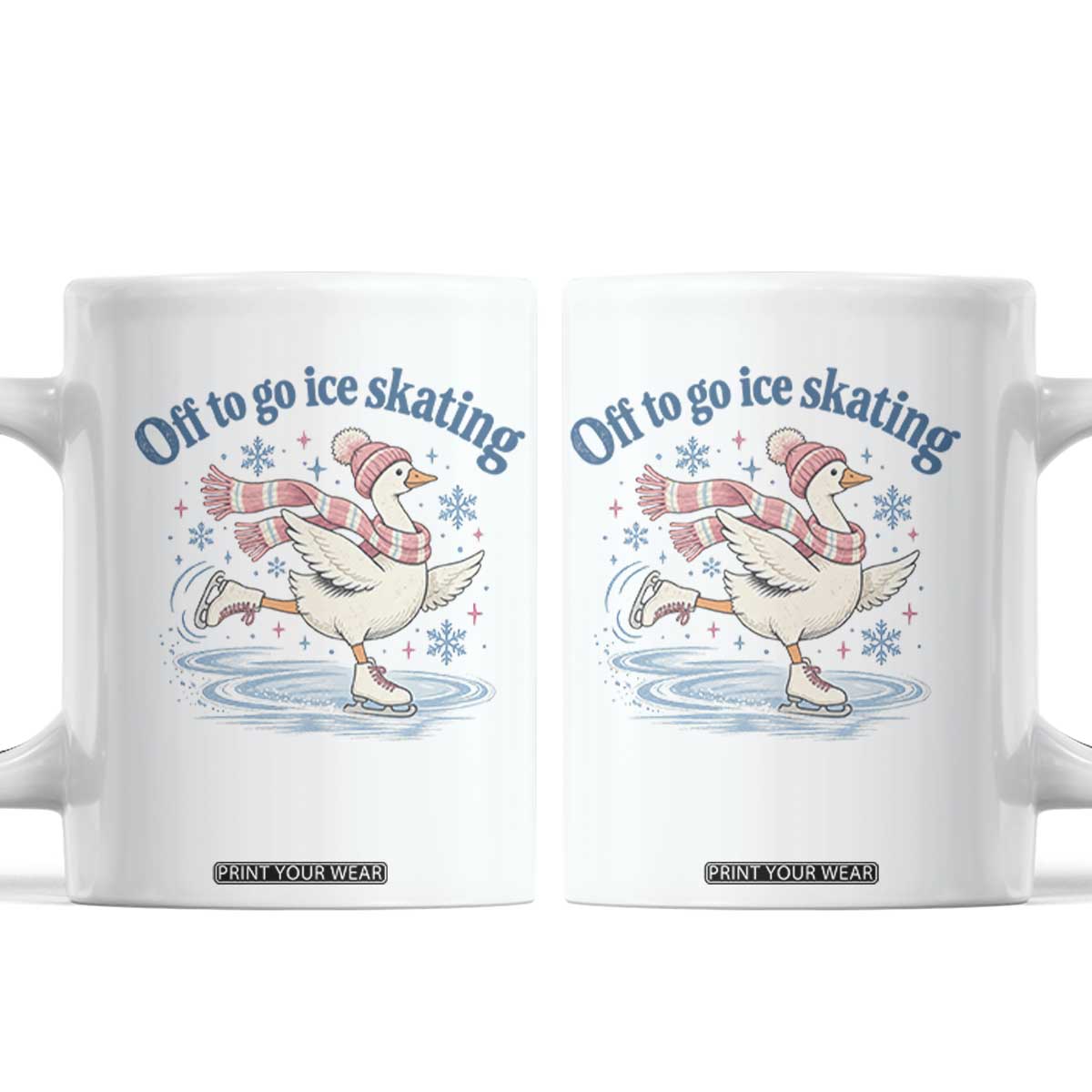 Ice Skater Goose Coffee Mug Off To Go Ice Skating