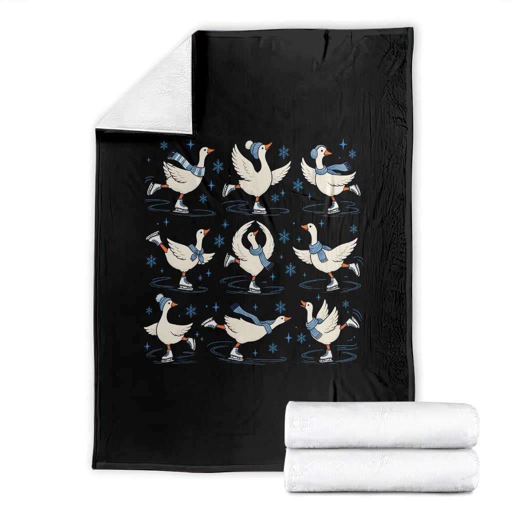 Figure Skating Silly Goose Throw Blanket Geese Ice Skating Girls Gift Winter Sport Lover