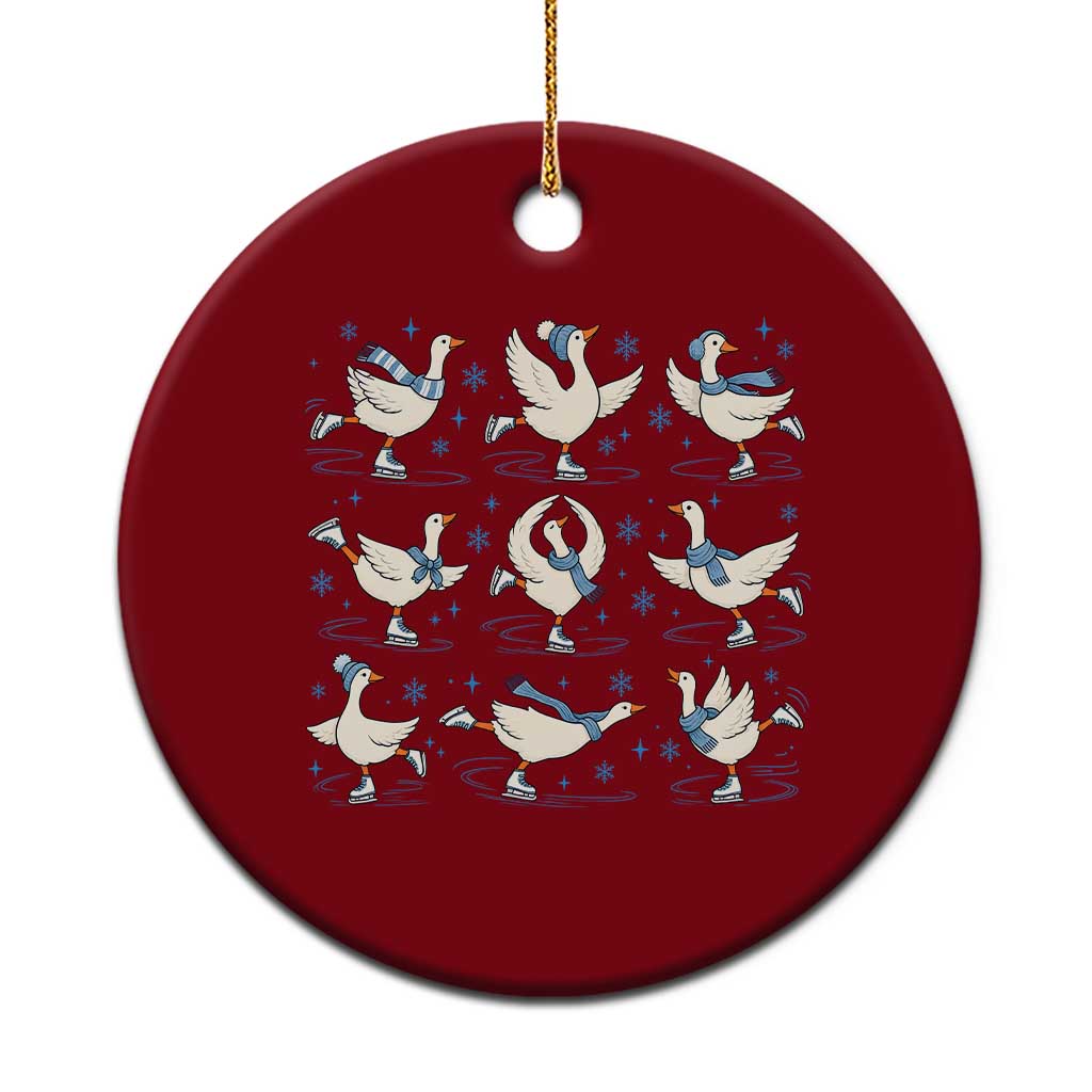 Figure Skating Silly Goose Ceramic Ornament Geese Ice Skating Girls Gift Winter Sport Lover