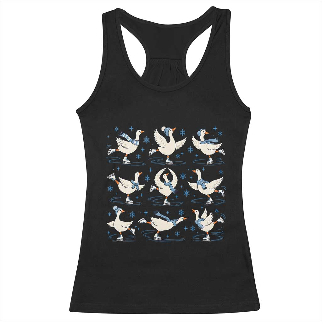 Figure Skating Silly Goose Racerback Tank Top Geese Ice Skating Girls Gift Winter Sport Lover