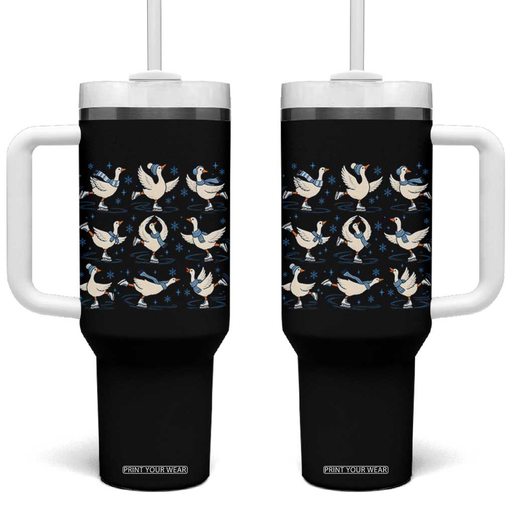 Figure Skating Silly Goose Tumbler With Handle Geese Ice Skating Girls Gift Winter Sport Lover