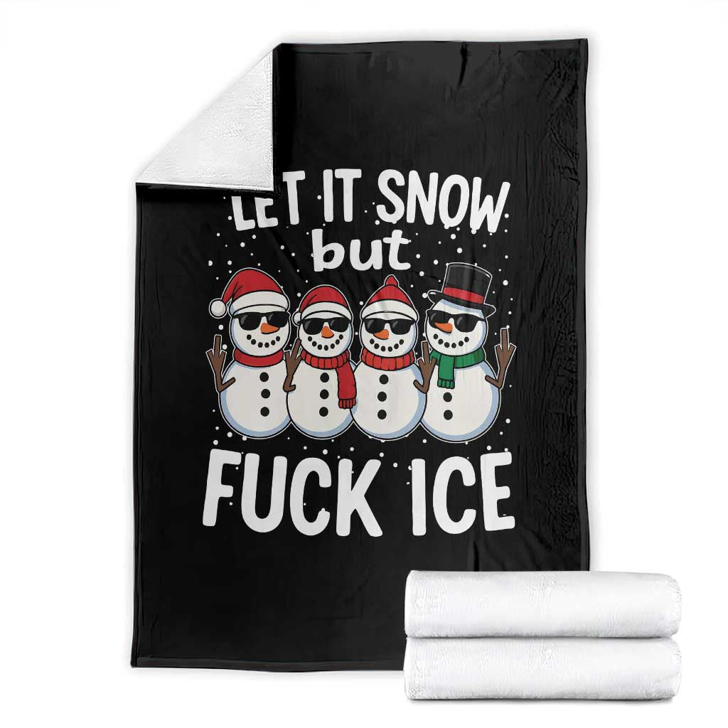 Anti ICE Christmas Throw Blanket Funny Snowman Cute Finger Let It Snow Funny FDT TS10 Black Print Your Wear