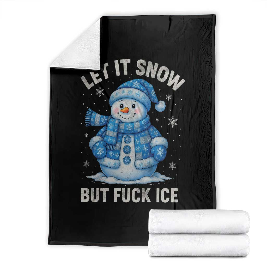 Anti ICE Christmas Throw Blanket Retro Blue Snowman Let It Snow But Fuck Ice TS10 Black Print Your Wear