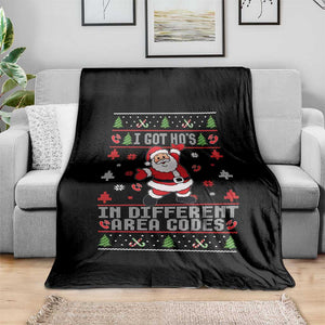 Funny Santa Ugly Christmas Throw Blanket I Got Hos in Different Area Codes TS10 Print Your Wear