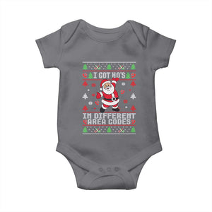 Funny Santa Ugly Christmas Baby Onesie I Got Hos in Different Area Codes TS10 Charcoal Print Your Wear