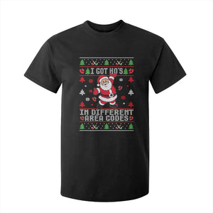 Funny Santa Ugly Christmas T Shirt For Kid I Got Hos in Different Area Codes TS10 Black Print Your Wear