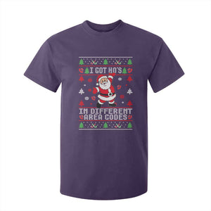 Funny Santa Ugly Christmas T Shirt For Kid I Got Hos in Different Area Codes TS10 Purple Print Your Wear
