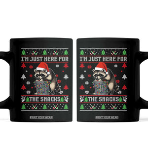 Funny Raccoon Ugly Christmas Coffee Mug I'm Just Here for The Snacks Cute Trash Panda TS10 Black Print Your Wear