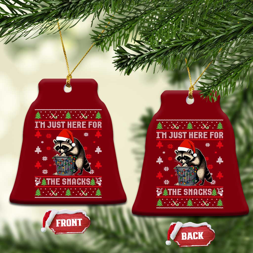 Funny Raccoon Ugly Christmas Ceramic Ornament I'm Just Here for The Snacks Cute Trash Panda TS10 Print Your Wear