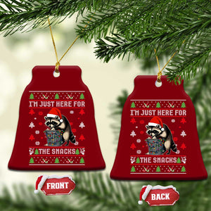 Funny Raccoon Ugly Christmas Ceramic Ornament I'm Just Here for The Snacks Cute Trash Panda TS10 Print Your Wear
