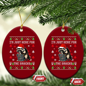 Funny Raccoon Ugly Christmas Ceramic Ornament I'm Just Here for The Snacks Cute Trash Panda TS10 Print Your Wear