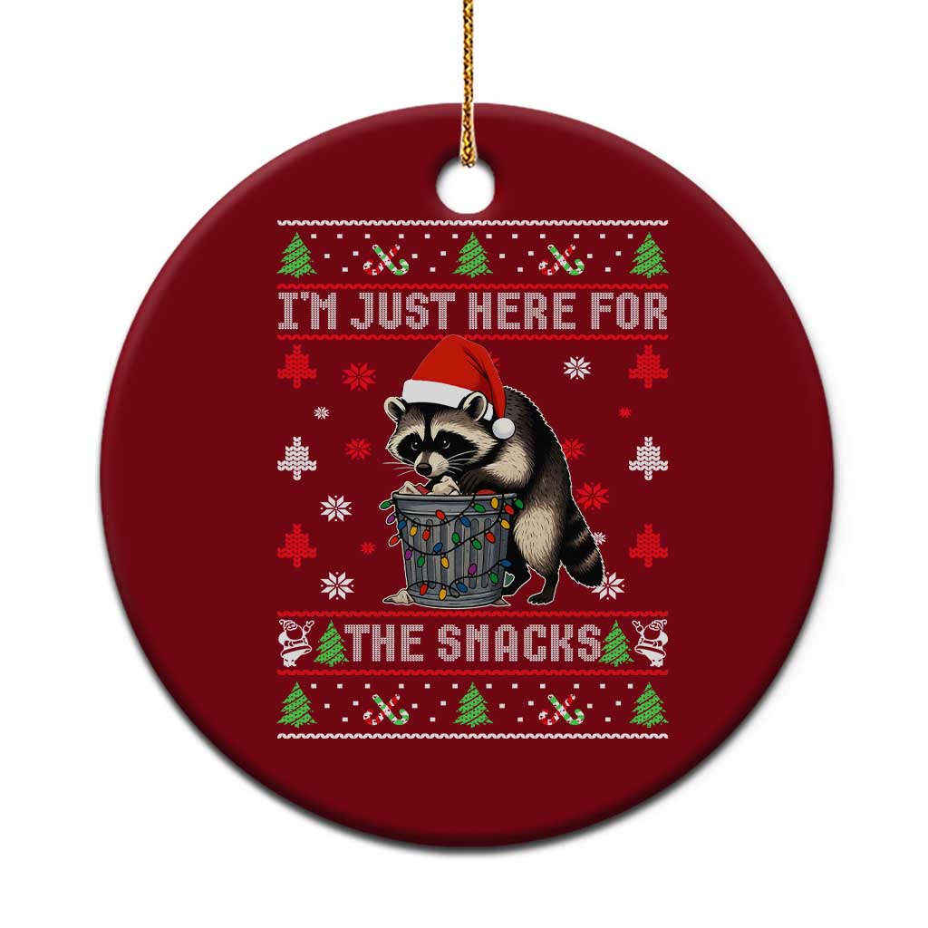 Funny Raccoon Ugly Christmas Ceramic Ornament I'm Just Here for The Snacks Cute Trash Panda TS10 1pc Red Print Your Wear