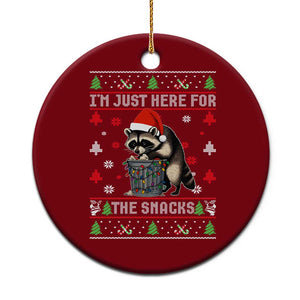 Funny Raccoon Ugly Christmas Ceramic Ornament I'm Just Here for The Snacks Cute Trash Panda TS10 1pc Red Print Your Wear