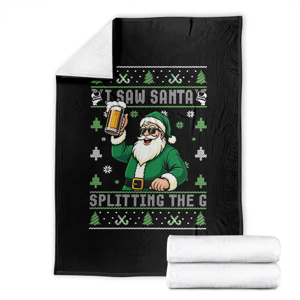 Funny Santa Ugly Christmas Throw Blanket Drinking Beer Splitting G Inappropriate Adult Humor TS10 Black Print Your Wear