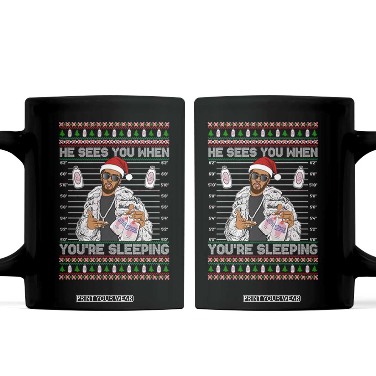 Funny Christmas Diddy Coffee Mug Diddy Sees You When Youre Sleeping Ugly Xmas TS10 Black Print Your Wear