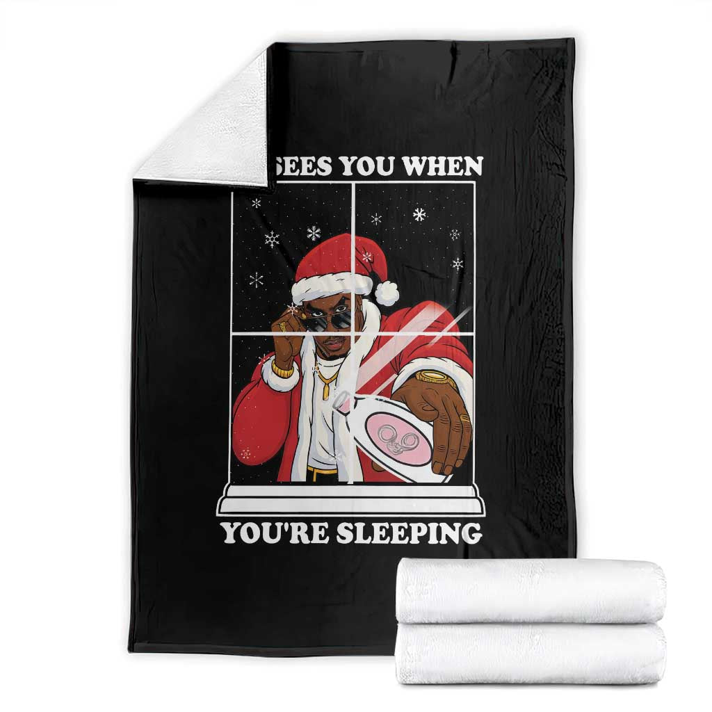 Funny Christmas Diddy Throw Blanket He Sees You When Youre Sleeping Dirty Ugly Xmas TS10 Black Print Your Wear