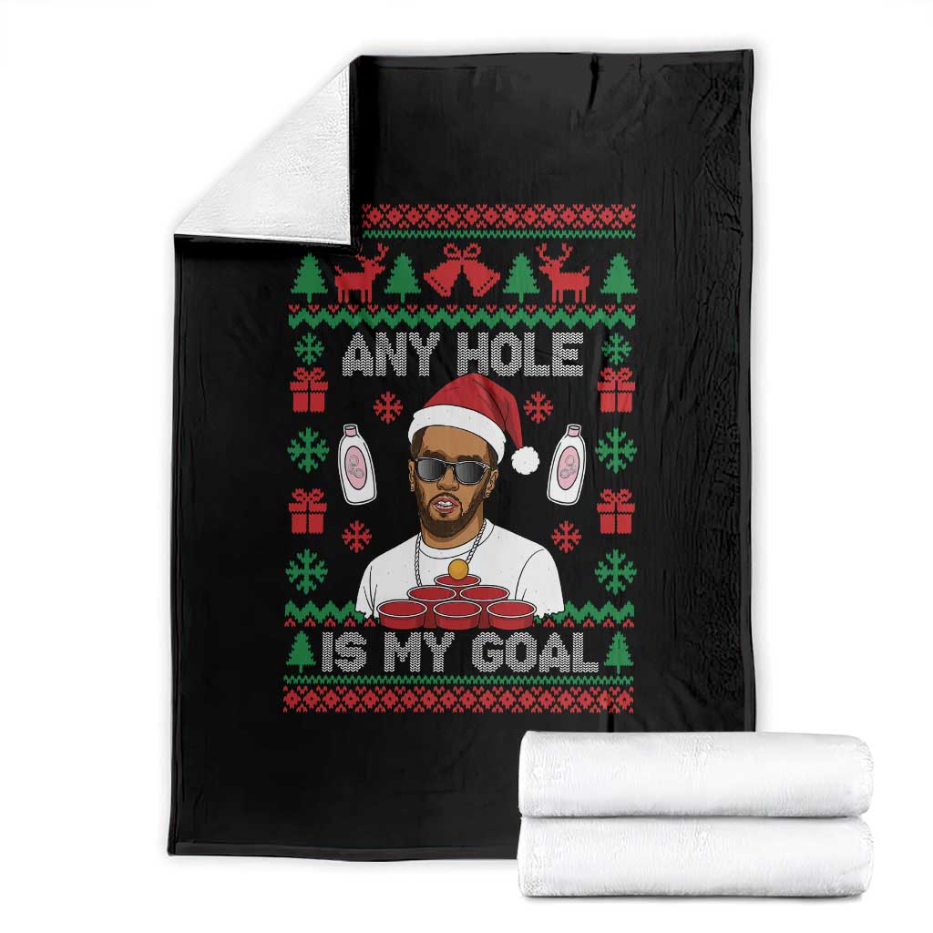 Funny Christmas Diddy Throw Blanket Embarrassing Any Hole is My Goal Dirty Ugly Xmas TS10 Black Print Your Wear