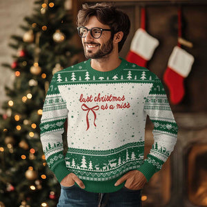Last Christmas As A Miss Ugly Christmas Sweater Bride To Be Future Mrs Xmas Engaged Gift TS10 Beige Green Print Your Wear