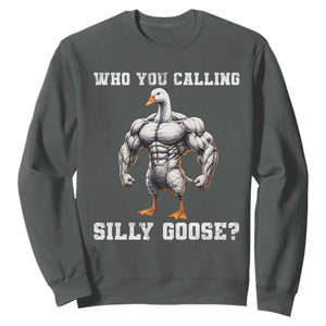 Who You Calling Silly Goose Funny Gym Meme Sweatshirt TS10 Dark Heather Print Your Wear